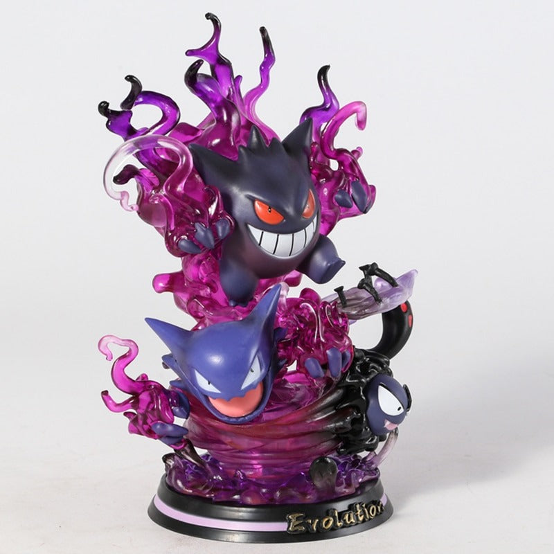 Pokemon Gengar Anime Figure with Special Effects Cute Gengar Three Form Evolution Gastly Haunter Led Night Light PVC Model Toys