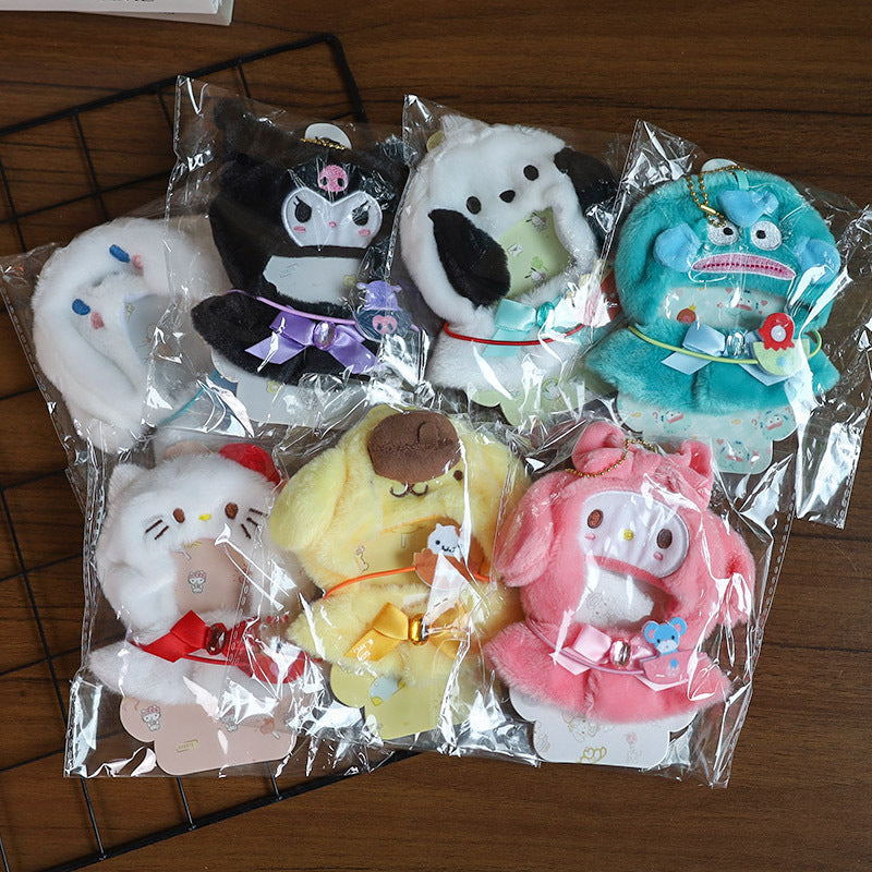 Hot Sanrio Labubu Cape Set Cute Sitting Party KT Melody Kuromi Clothes Monster Vinyl Doll Clothing Christmas Gift Toys