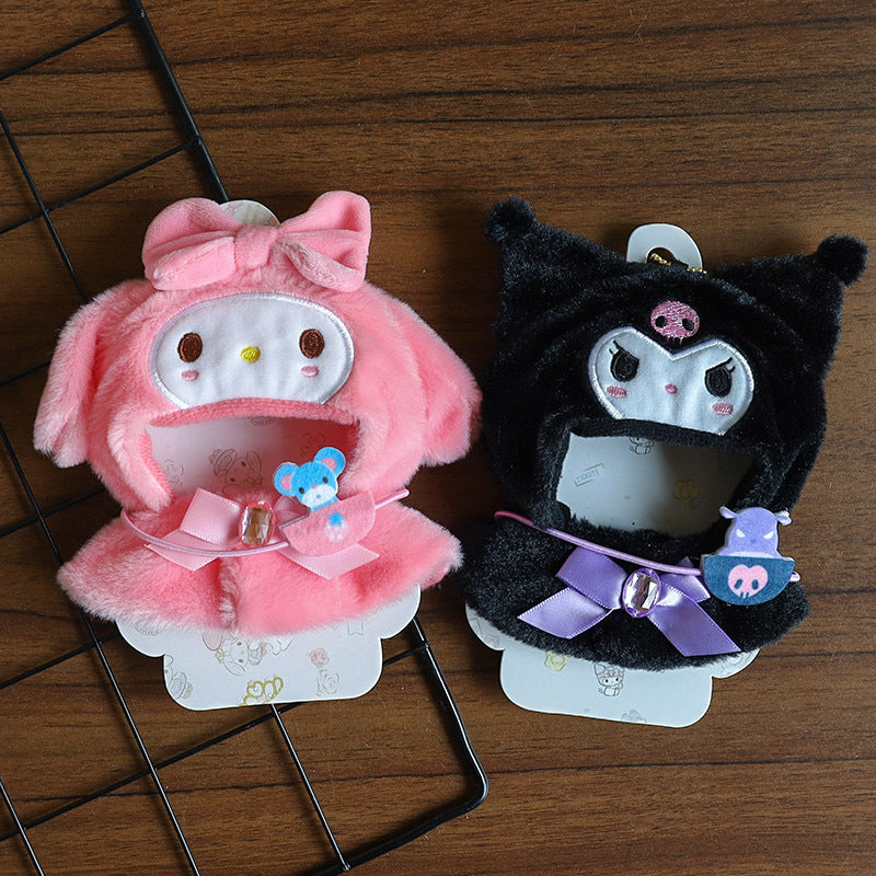 Hot Sanrio Labubu Cape Set Cute Sitting Party KT Melody Kuromi Clothes Monster Vinyl Doll Clothing Christmas Gift Toys