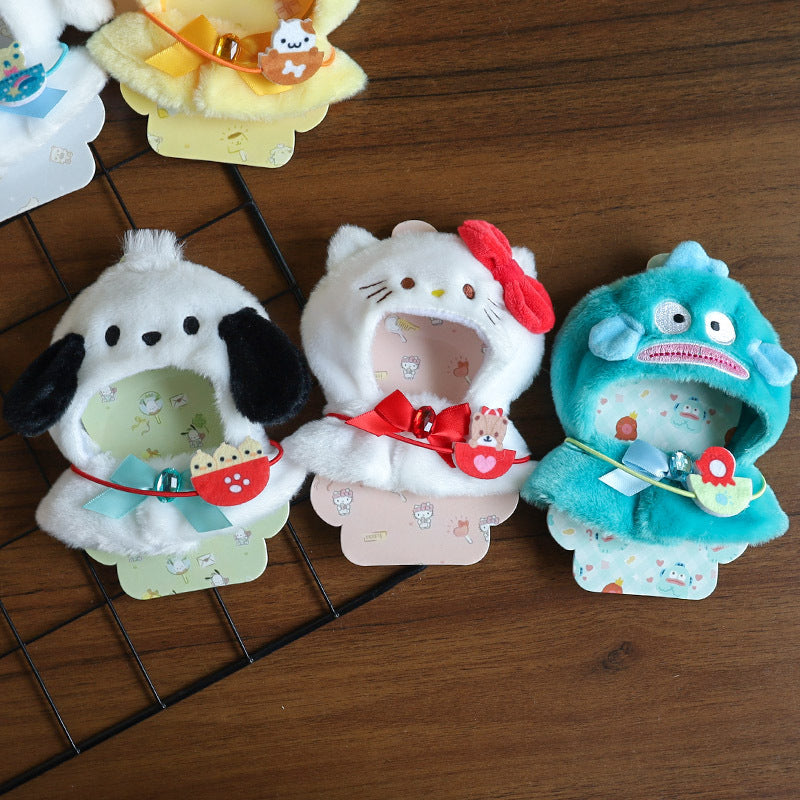 Hot Sanrio Labubu Cape Set Cute Sitting Party KT Melody Kuromi Clothes Monster Vinyl Doll Clothing Christmas Gift Toys