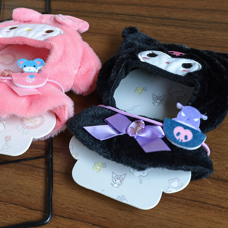 Hot Sanrio Labubu Cape Set Cute Sitting Party KT Melody Kuromi Clothes Monster Vinyl Doll Clothing Christmas Gift Toys
