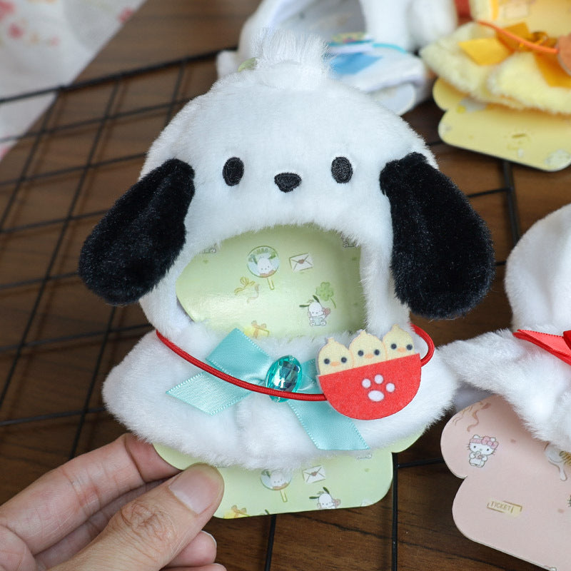 Hot Sanrio Labubu Cape Set Cute Sitting Party KT Melody Kuromi Clothes Monster Vinyl Doll Clothing Christmas Gift Toys