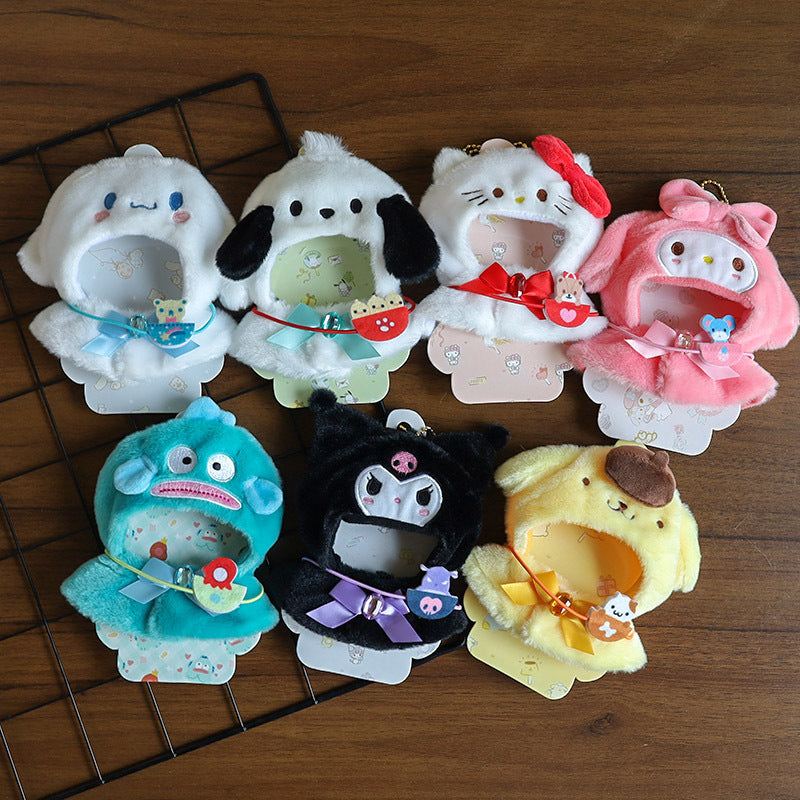 Hot Sanrio Labubu Cape Set Cute Sitting Party KT Melody Kuromi Clothes Monster Vinyl Doll Clothing Christmas Gift Toys