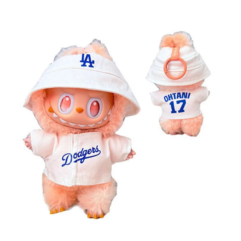 The first, second and third generations of Labubu clothes pendant Labubu sitting baby clothes LA baseball suit trend