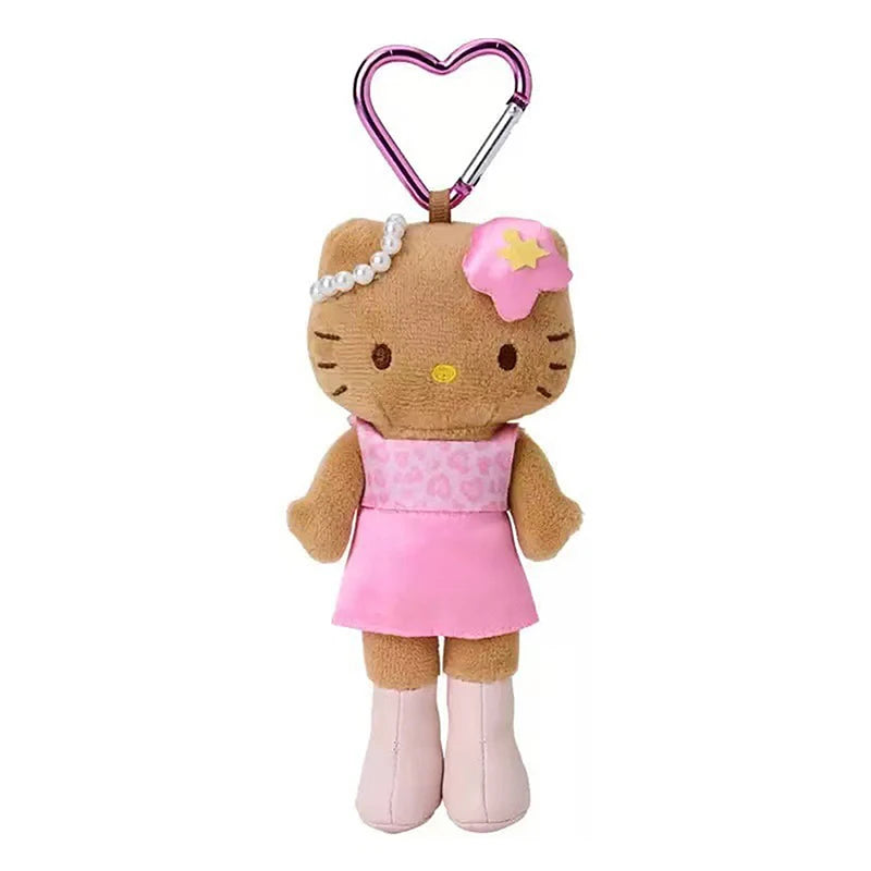 Long Legs Hello Kitty Pendant Keychain Accessories Sanrio Leopard Print Black Leather Love Buckle Christmas Gift