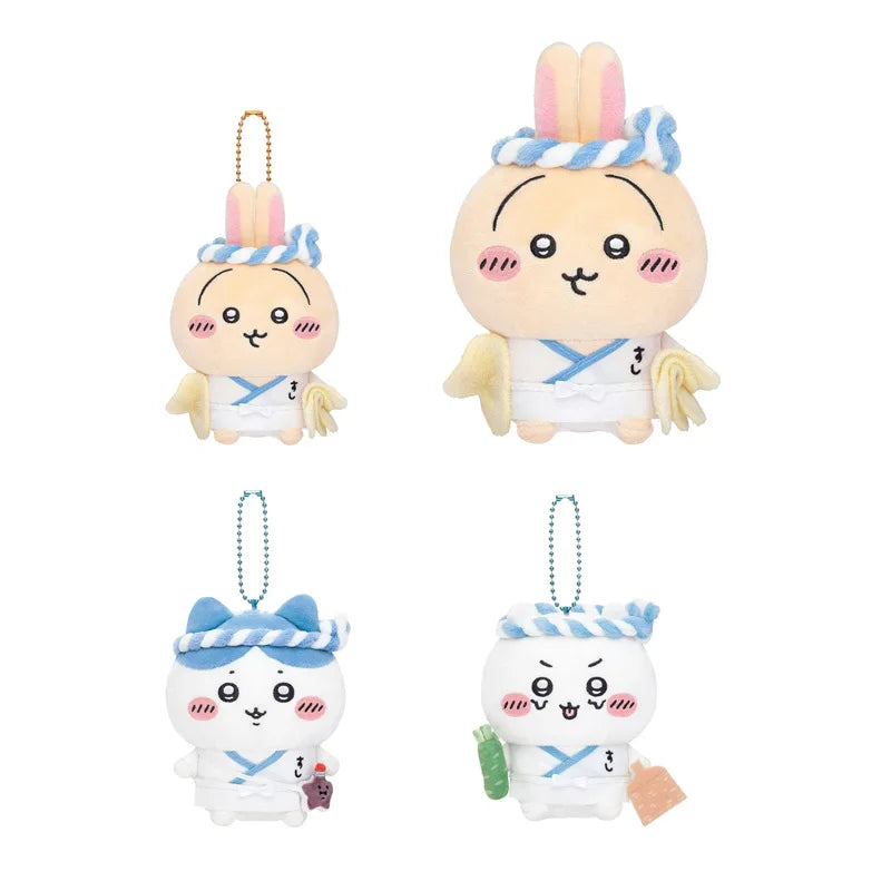 Japanese Anime Figure Shisa Usagi Hachiware Keychain Cute Cartoon Soft Plush Animal Toy Doll Keyring Pendant Bag Charm Accessory