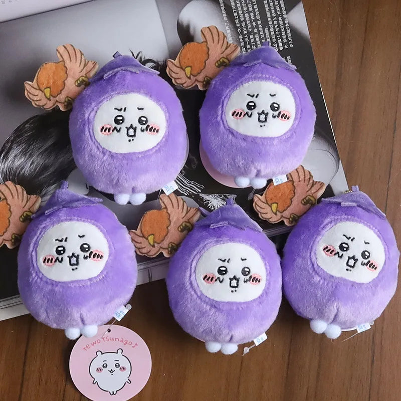 10cm Cute Eggplant Chiikawa Animation Cute Plush Pendant Doll Cartoon Self-Deprecating Bear Doll Bag Pendant Keychain Toy