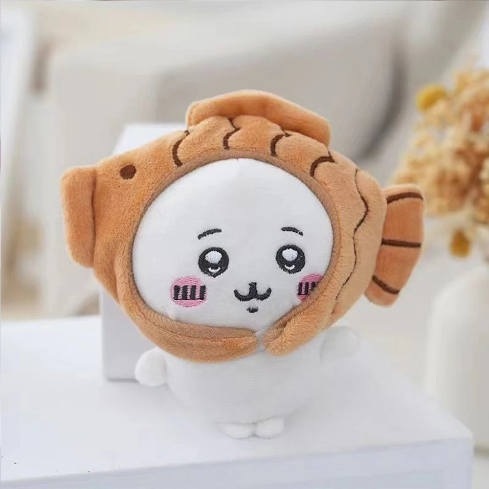 Cute Cross-dressing Chikawas Plush Doll hachiware Sanrio Taiyaki Headgear Self-deprecating Bear Keychain Bag Pendant Girl Gift