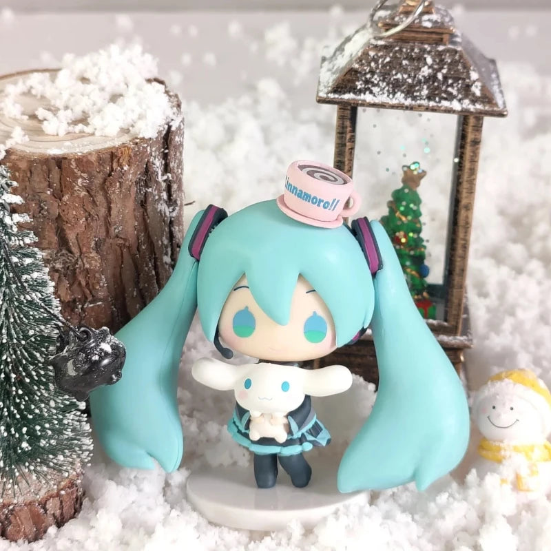 Anime Hatsune Miku Cinnamoroll Antion Figure Cute Beautiful Miku Cartoon Figurine Q Version PVC Model Decorations Children Gift
