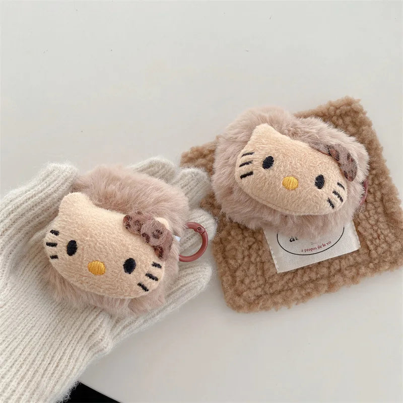 For Airpods 4 Case 2024,Hello Kitty Brown Plush Protective Earphone TPU Cover For Airpods 4 Case/Airpods Pro 2 Caae Girls Women