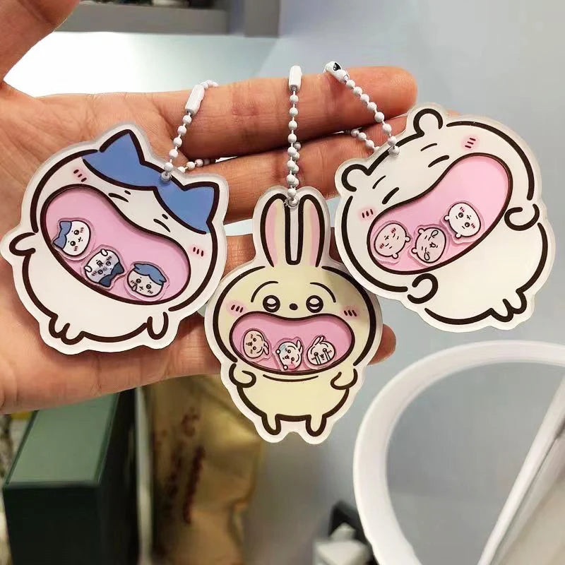 Cartoon Chiikawa Shaker Pendant Keychain Acrylic Usagi Hachiware Shaker Fun Bag Pendant Decoration Friend Gift