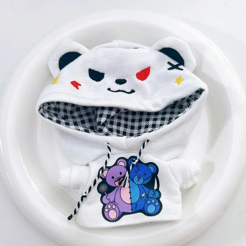 17cm Labubu I II Idol Dolls Cute Mini Plush Doll'S Clothes Korea Kpop Exo Idol Dolls DIY Accessories Gifts Bear Hoodie Set