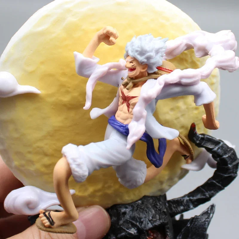 14cm One Piece Figure Gk Wh Liberation Warrior 5th Level Nika Luffy Luminous Moon Racing Nika Handmade Model Ornament Toy Gifts luffy statue
