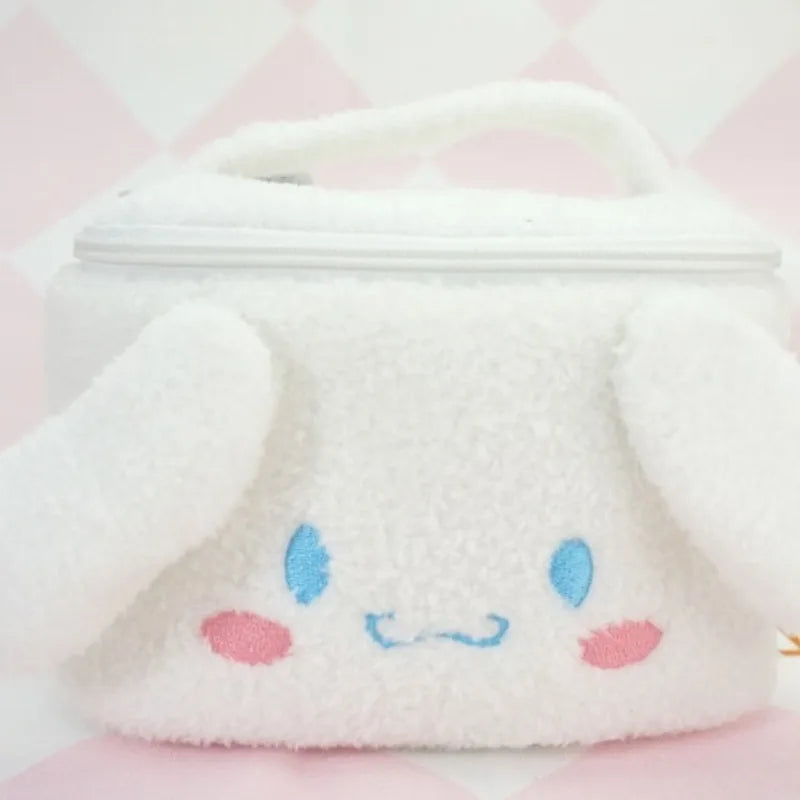 Sanrio Hello Kitty Plush Cosmetic Bag Cute Kuromi My Melody Zipper Large Women Travel Make Up Toiletry Bag Washing Pouch Pouch