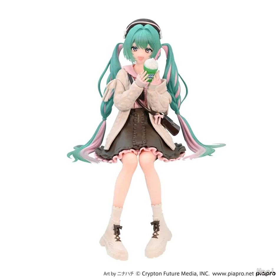 The Hatsune Miku Anime Figure Autumn Date Miku Action Figure Kawaii Girl Noodle Stopper Figurine Compute