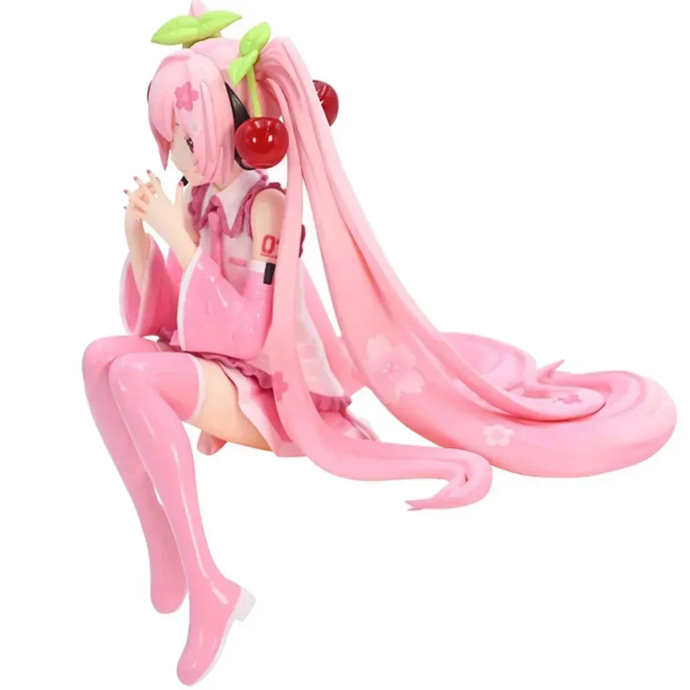 Hatsune Miku Anime figure Pink dress PVC model action toys Cherry pink cherry blossom decoration collect gifts