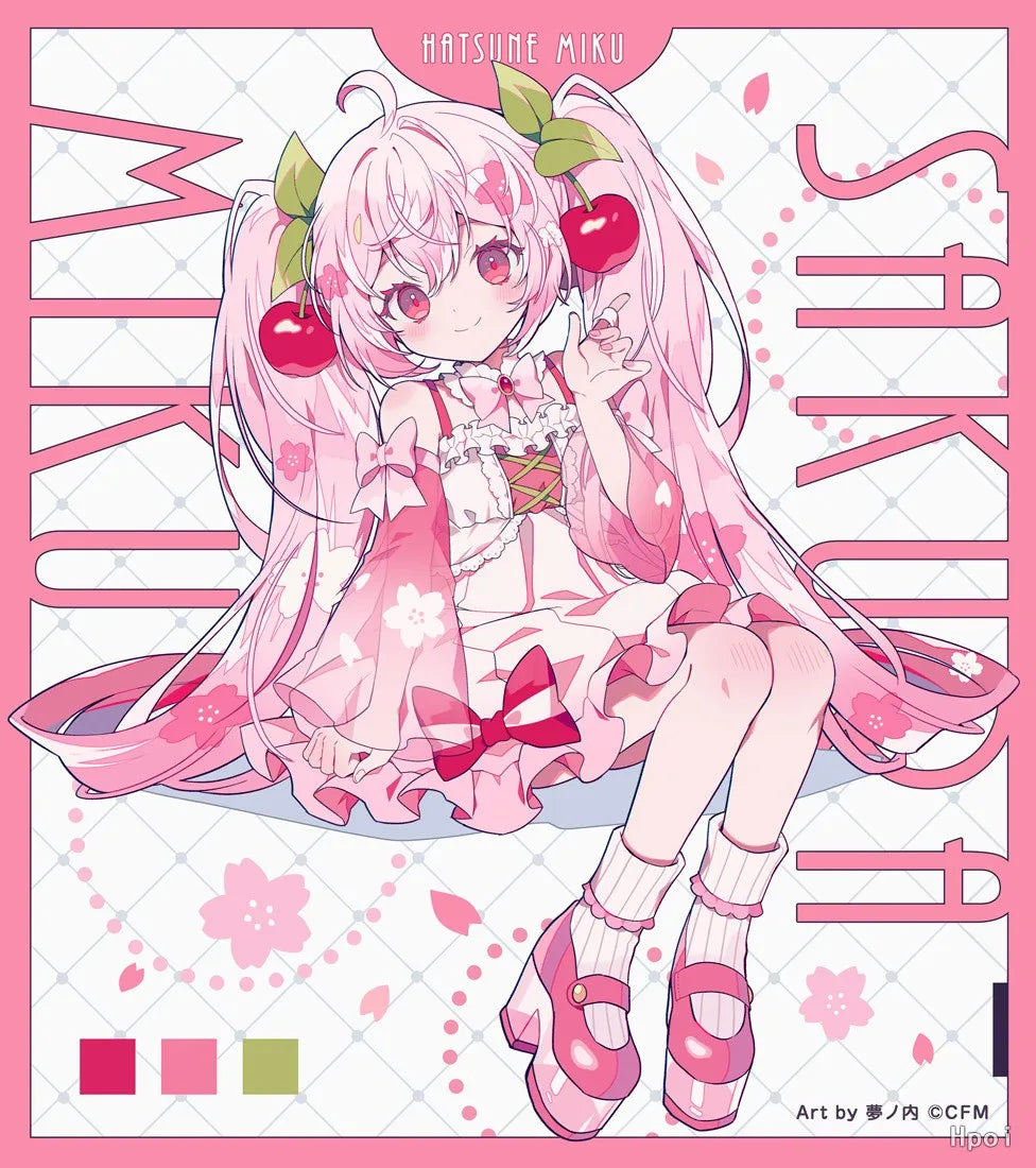 Sakura Miku Anime Toy Cute Hatsune Miku Pretty Girl Sitting Style Figurine Model Collection Toy Gifts
