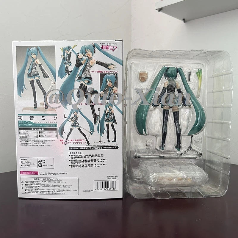 14cm Anime Hatsune Miku Figma 014 Joint Movable Face Change Boxed Doll PVC Action Figure Cute Model Toys Birthday Gift For Girls