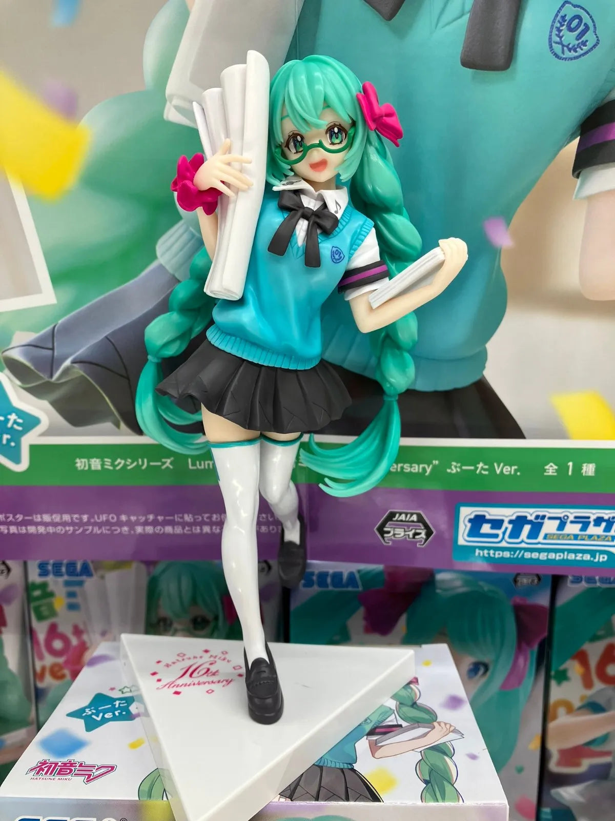 19CM Anime Hatsune Miku 16th Anniversary Commemorative School Uniform Luminasta Figure Action Figure Model Toys For Kids Gift