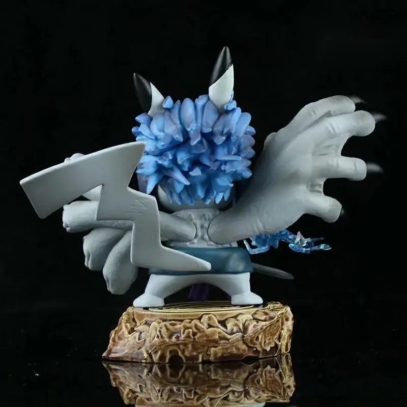 Anime Naruto Q Version Pikachu COS Curse Mark Sasuke Uchiha PVC Action Figures Toys Model Statue 10cm