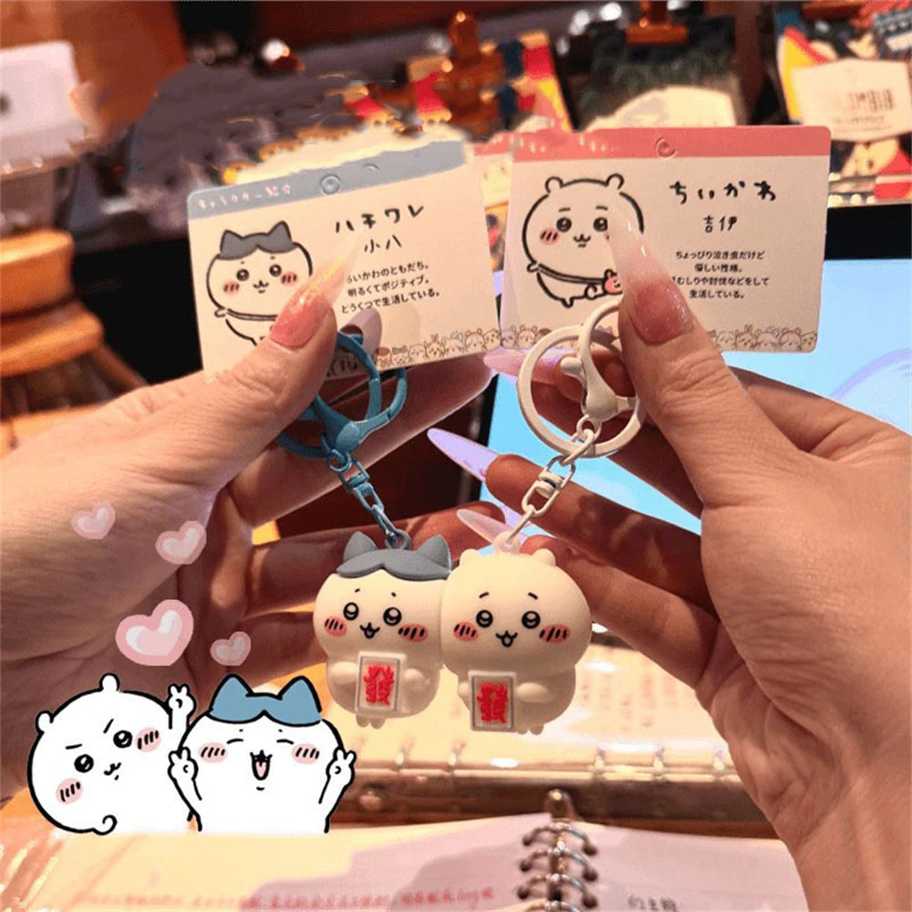Chiikawa Magnetic Keychain Cute Cartoon Hachiware Chiikawa Doll Pendant Keychains Couple Friends Creative Magnetic Keychain Gift