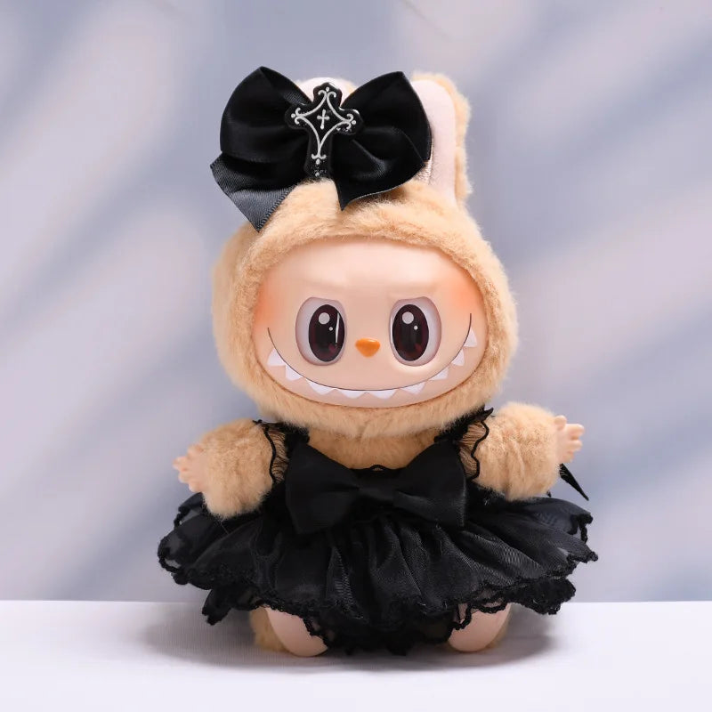 Labubu Clothes Fashion Gothic Style Skirt Labubu Doll Clothes Pendant Little Devil Strap Skirt 15/17cm Plush Doll Universal (No Doll)