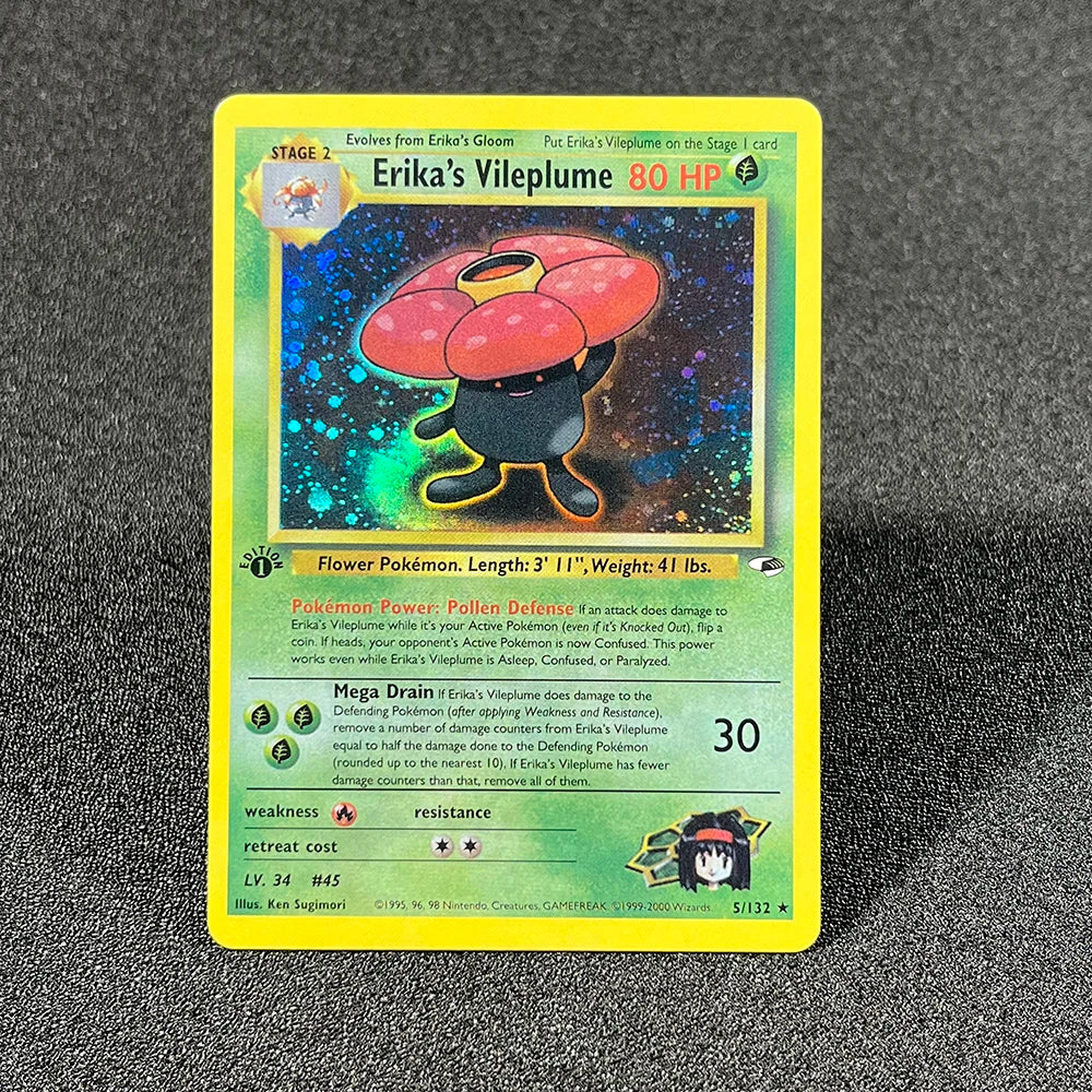 PKM Cards 1996 Years 1st Gym Set English Cards PTCG Charizard Blastoise Venusaur Game Anime Collection Cards Gift Toy Proxy Card