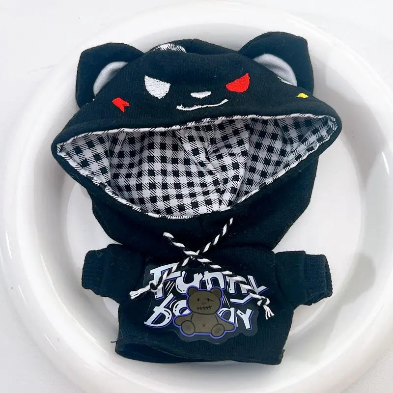 17cm Labubu I II Idol Dolls Cute Mini Plush Doll'S Clothes Korea Kpop Exo Idol Dolls DIY Accessories Gifts Bear Hoodie Set