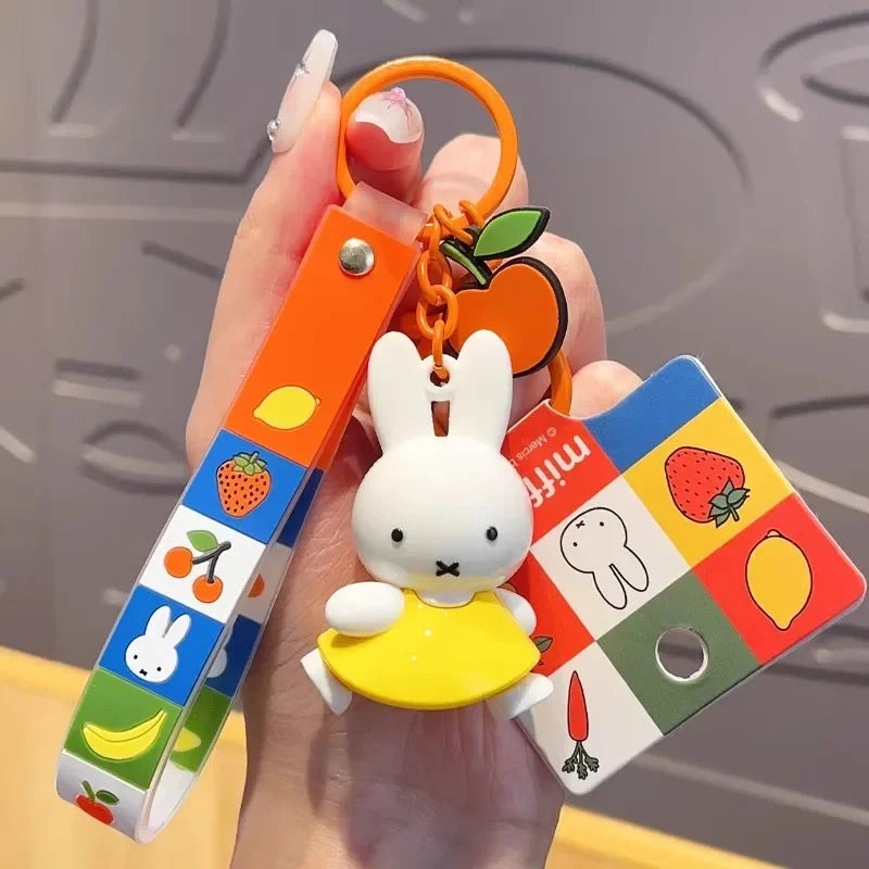 Kawaii Miffy Cute Doll Fruit Series Keychain Backpack Pendant Boy and Girl Toy Gift