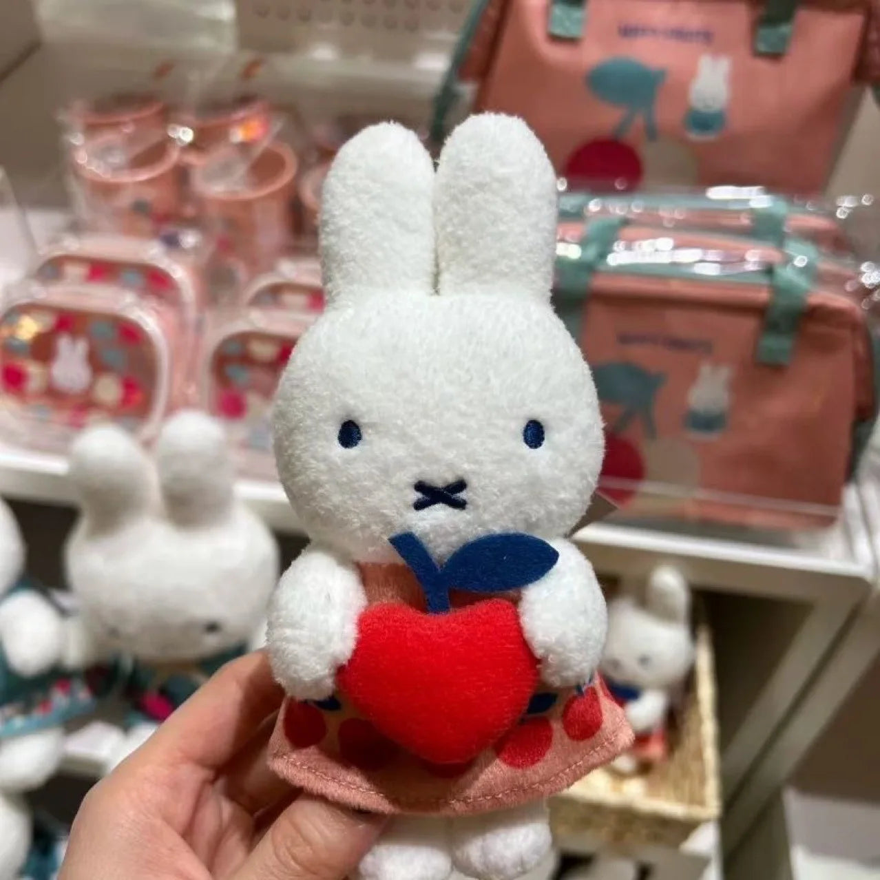 Kawaii Miffy Fruit Series Cherry Apple Pendant Keychain Cute Plush Doll Gift Toys