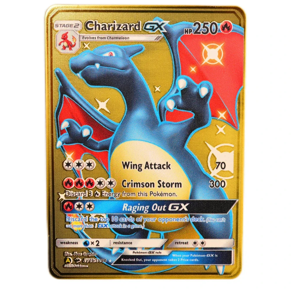 English Metal Pokemon Cards DIY Arceus Pikachu Mewtwo Shiny Iron GX Vmax EX Game Kids Collection Card Toy Gift pokemon card