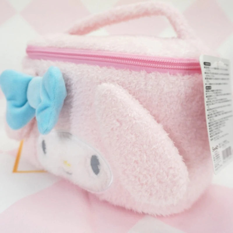 Sanrio Hello Kitty Plush Cosmetic Bag Cute Kuromi My Melody Zipper Large Women Travel Make Up Toiletry Bag Washing Pouch Pouch