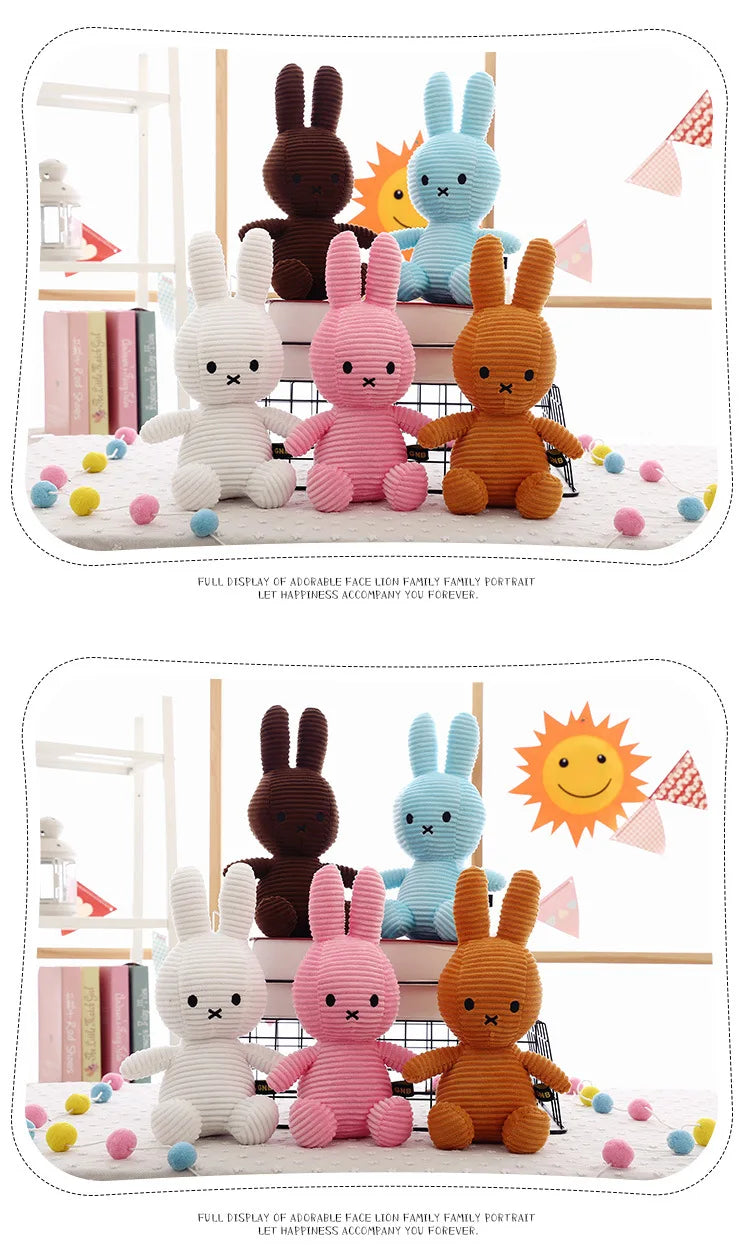 8Inch Kawaii Cute Striped Miffy Rabbit PP Cotton Stuffed Figure Toy Peripheral Doll Christmas Gift for Girls Boys