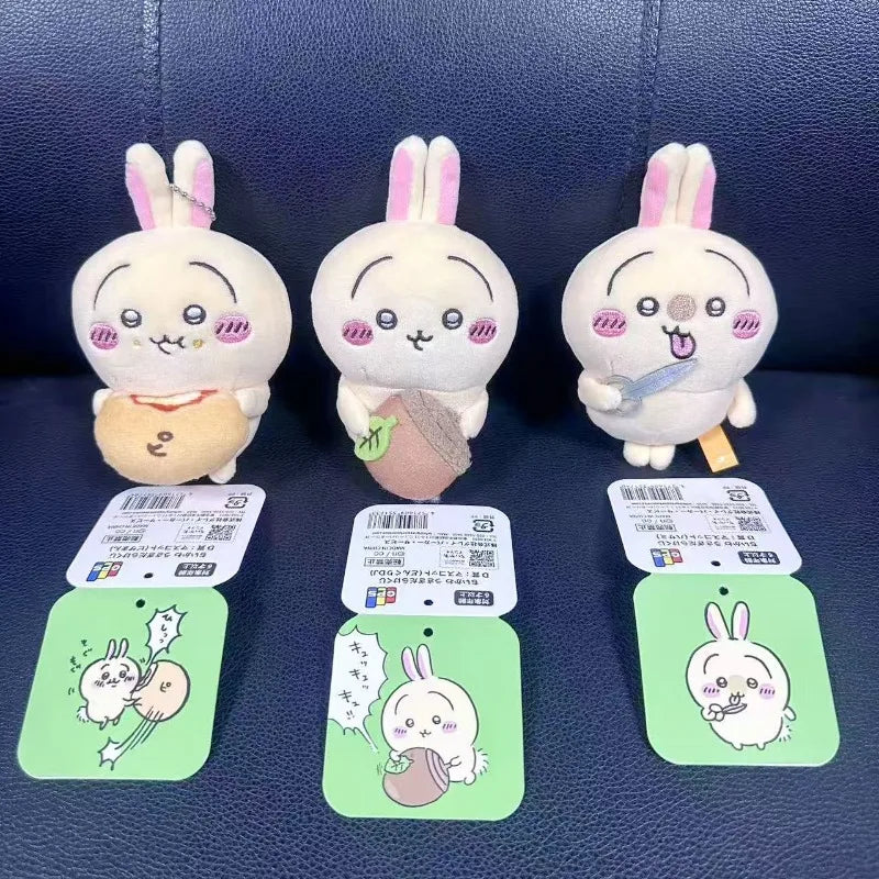 10cm Bun Pizza Usagis New Self-deprecating Bear Scissors Plush Doll Hazelnut Cartoon Girl Bag Hanging Keychain Decoration Gift