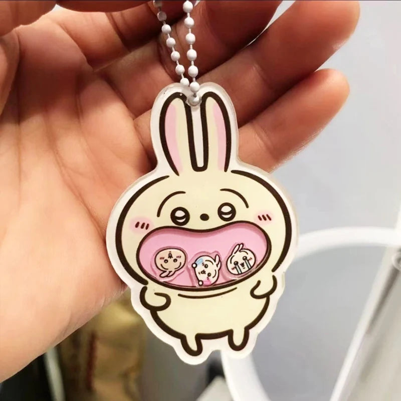 Cartoon Chiikawa Shaker Pendant Keychain Acrylic Usagi Hachiware Shaker Fun Bag Pendant Decoration Friend Gift