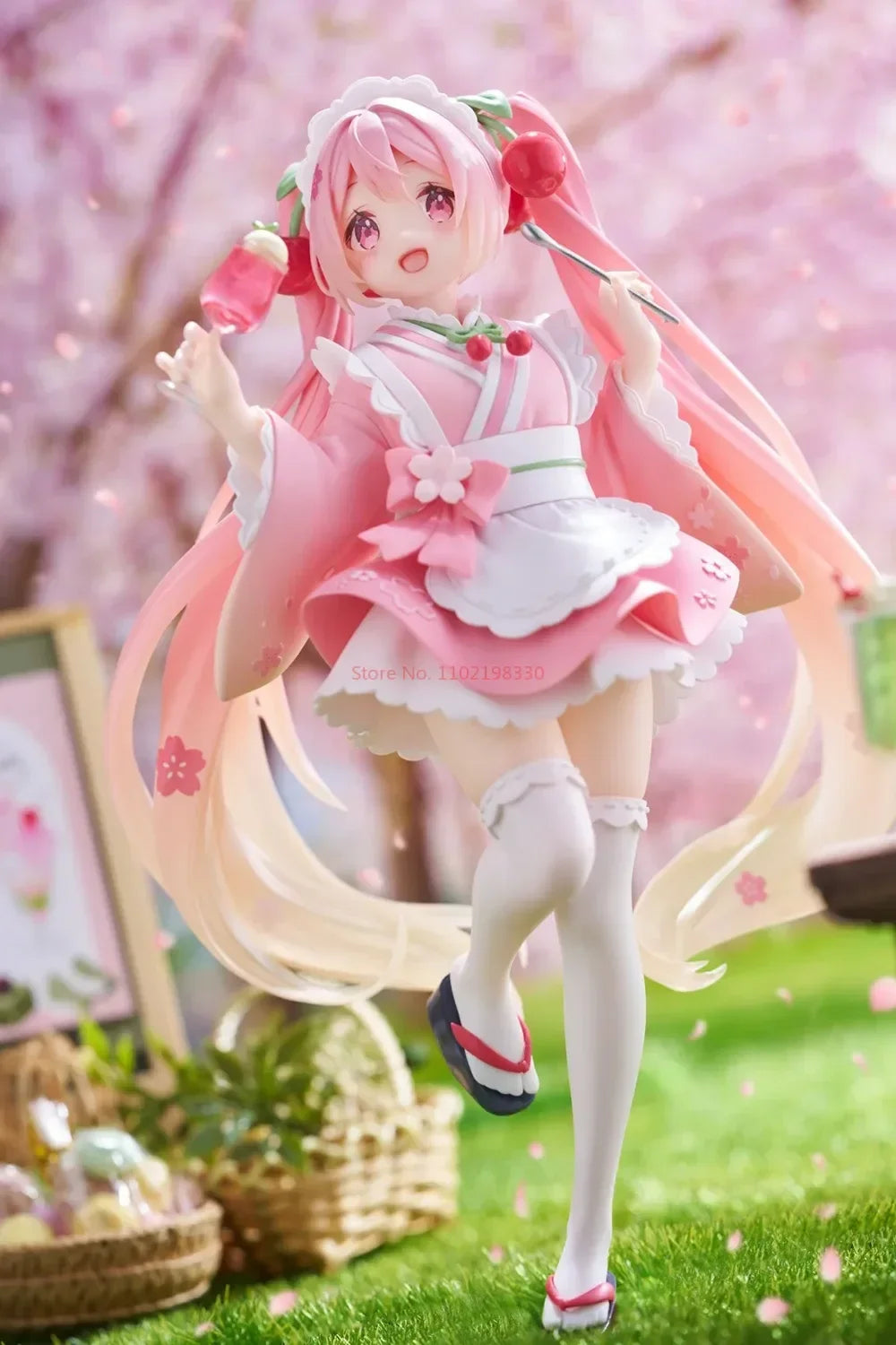 18CM TAITO Hatsune Miku Coreful Sakura Wafuu Kissa Ver. Maid Figure Anime Figurine Model Collectible Toys Kawaii Gift