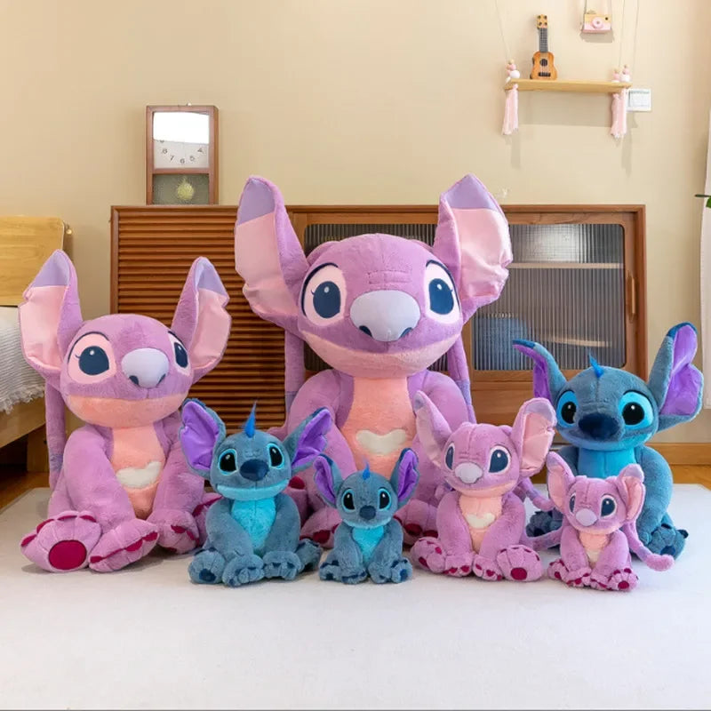 Disney Kawaii Stitch Angel Stuffed Plush Toy Doll Anime Cartoon Figure Soft Animals Pillow Room Decor Peluche Children Gift