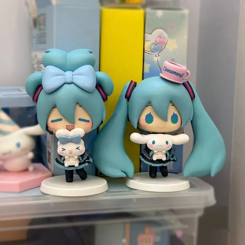 Anime Hatsune Miku Cinnamoroll Antion Figure Cute Beautiful Miku Cartoon Figurine Q Version PVC Model Decorations Children Gift