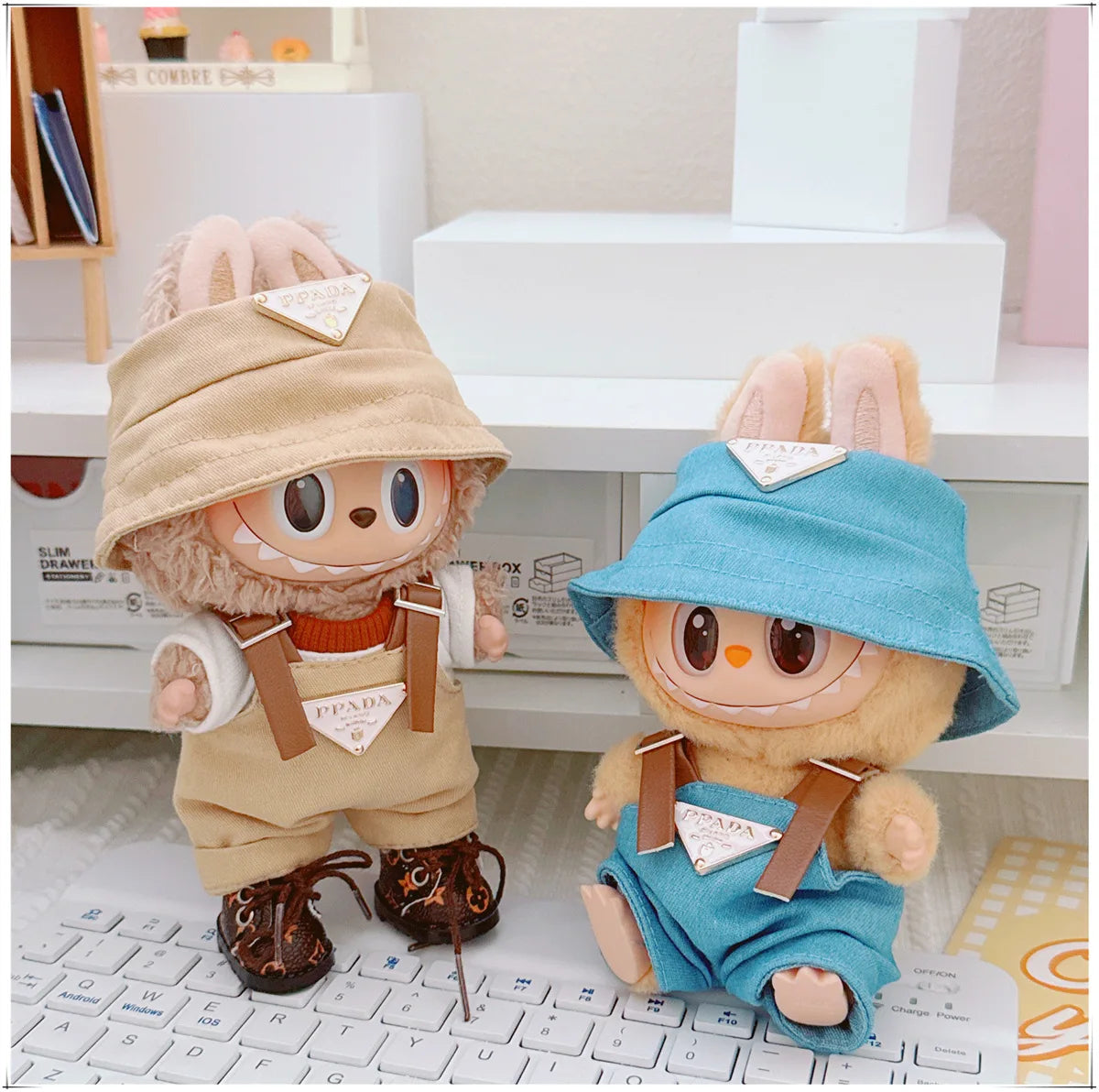The first and second generations of Labubu only sell 17cm seated party clothes accessories inverted triangle workwear fashion (No Doll)