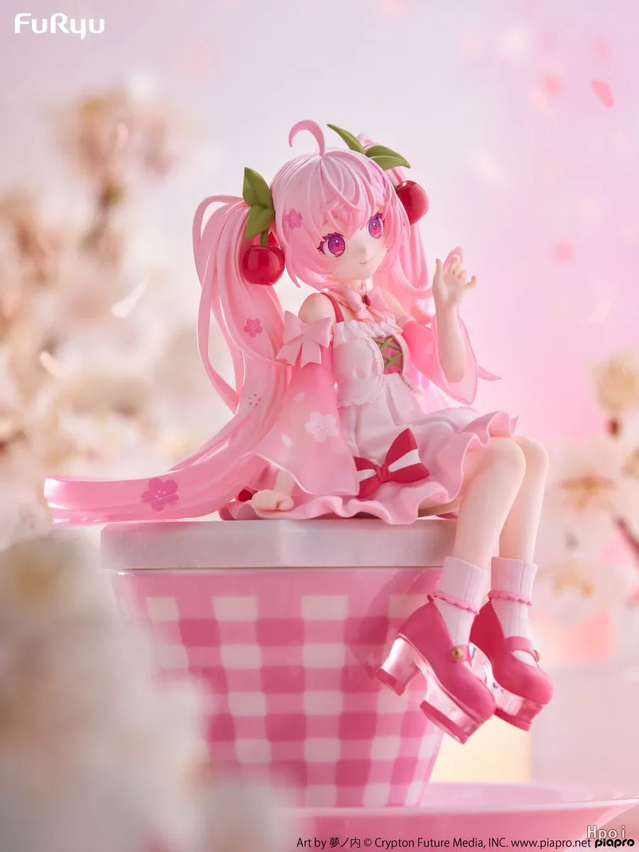 Sakura Miku Anime Toy Cute Hatsune Miku Pretty Girl Sitting Style Figurine Model Collection Toy Gifts