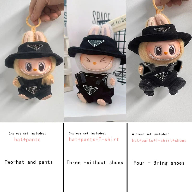 The first and second generations of Labubu only sell 17cm seated party clothes accessories inverted triangle workwear fashion (No Doll)