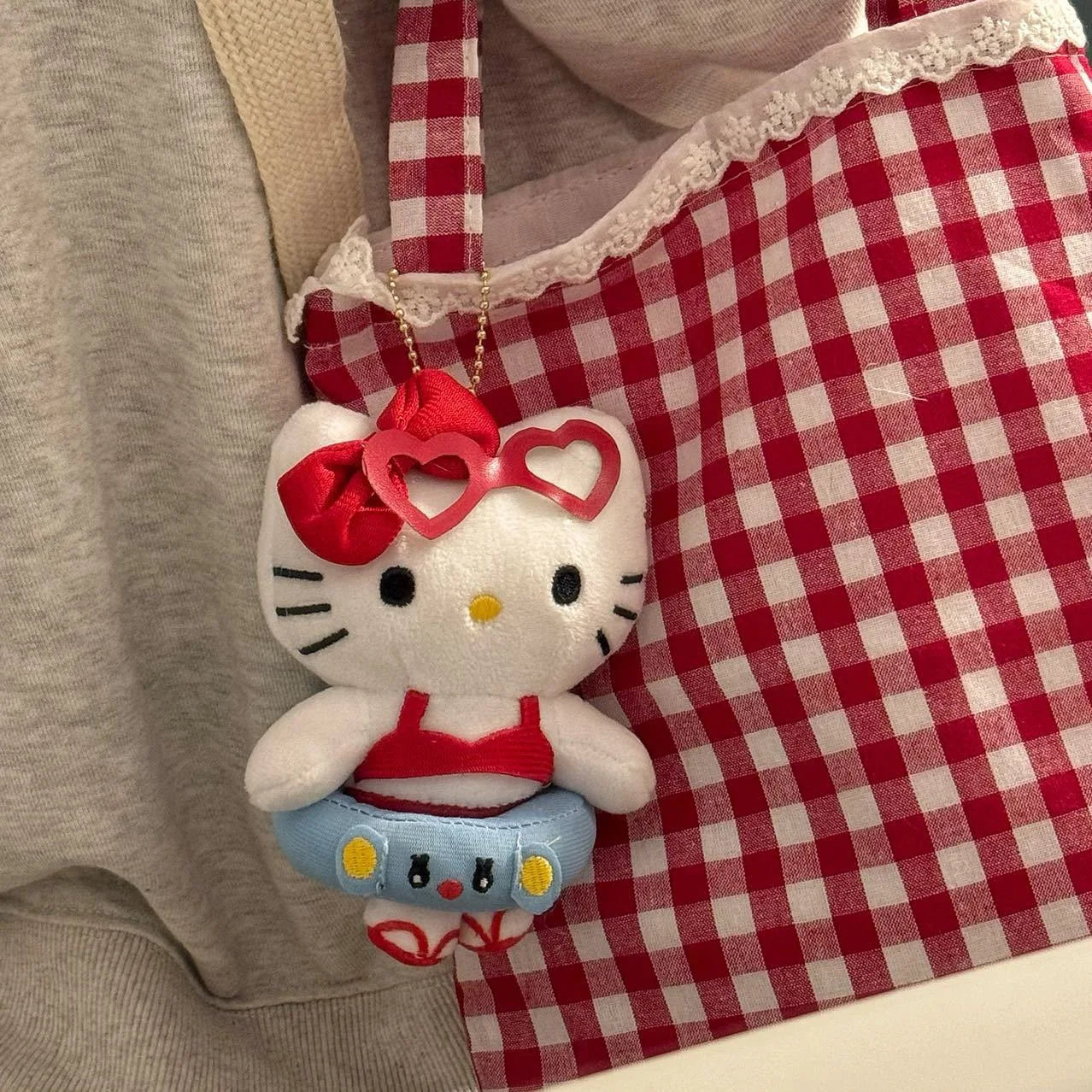 10cm Sanrio Plush Stuffed Soft Doll Keychain Cartoon Hello Kitty Plushies Bag Pendant Accessories Girls Gift Kids Toys
