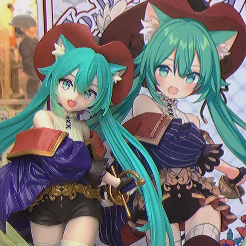Taito Hatsune Miku Figure Wonderland Puss In Boots Anime Action Figurines Collection Model Statue Doll Toys Kid Gift