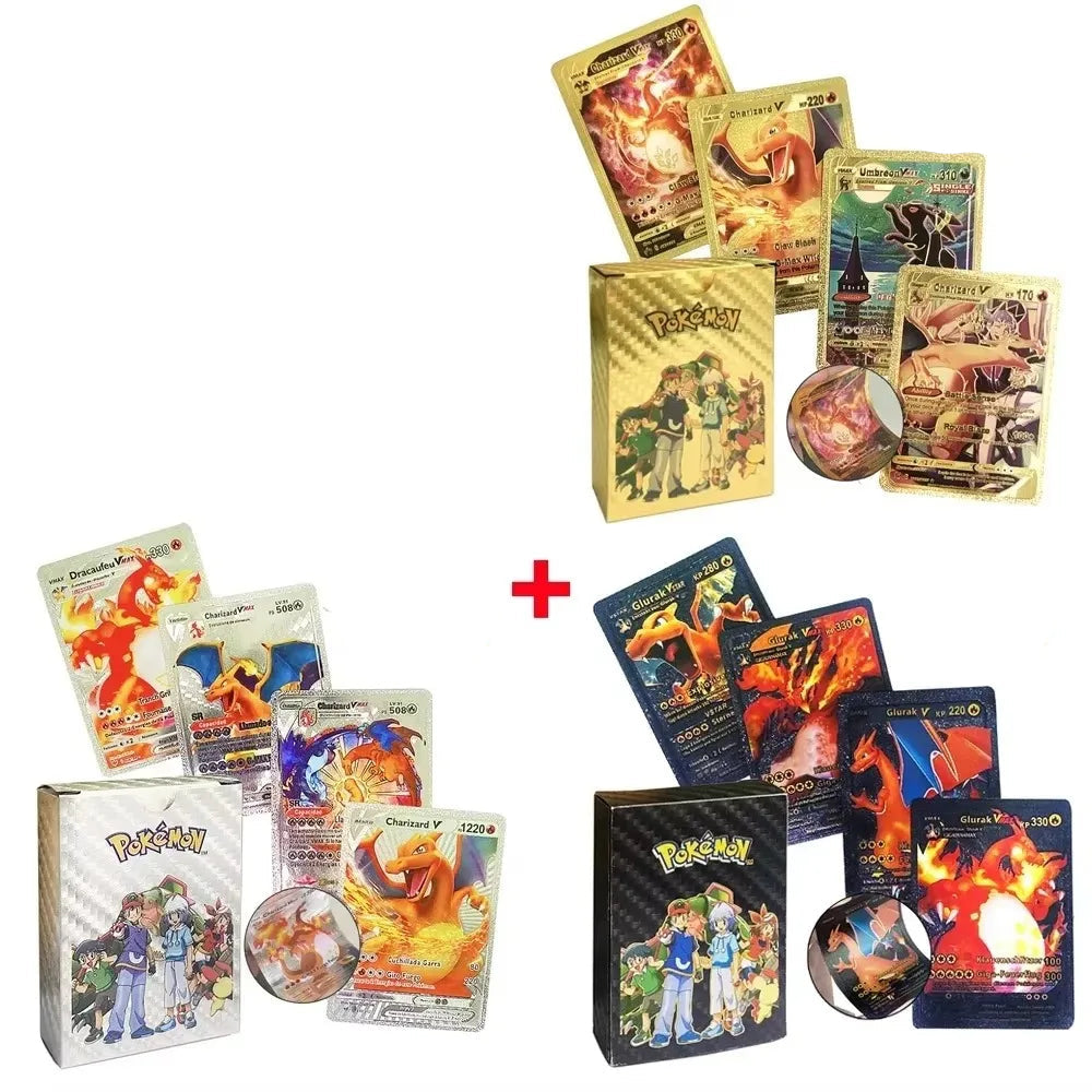 Pokemon Cards French Pikachu Gold Silver Black Silver Vmax GX V English Spanish French German Pokemon Collection Card Toys Gifts
