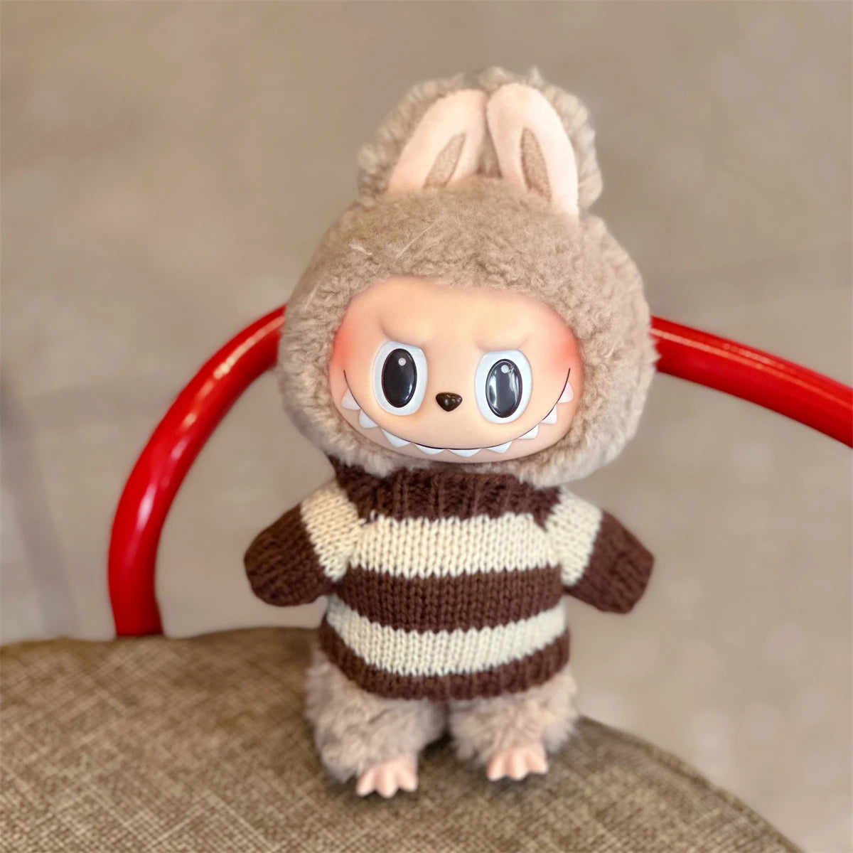17cm doll clothes Labubu doll clothes casual versatile sweater fisherman hat overalls changing clothes