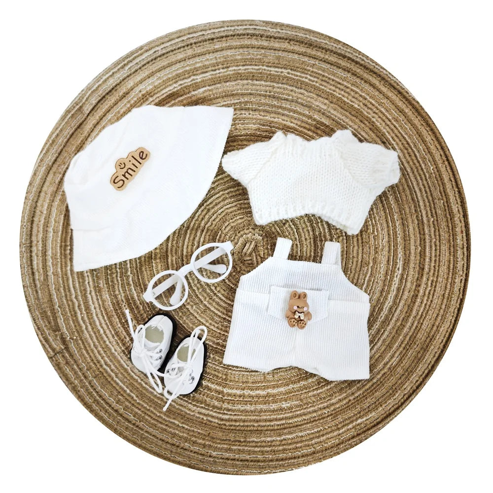 17cm doll clothes Labubu doll clothes casual versatile sweater fisherman hat overalls changing clothes