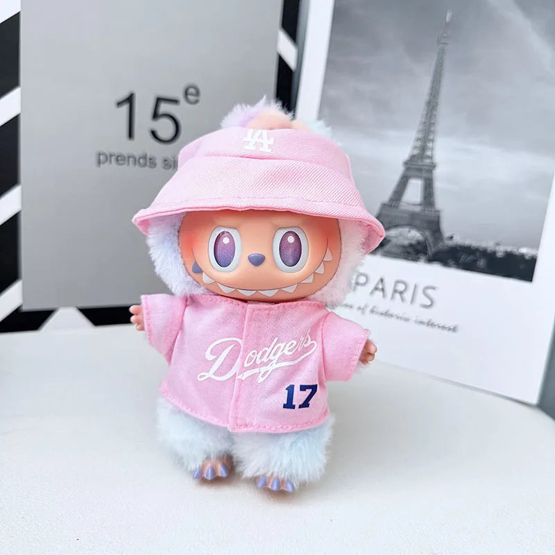 The first, second and third generations of Labubu clothes pendant Labubu sitting baby clothes LA baseball suit trend