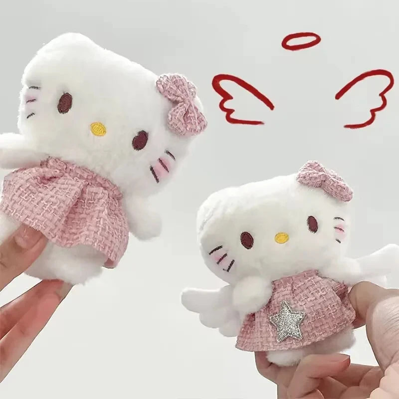 Sanrio Hello Kitty Plush Keychain Pink Skirt Wings Anime Car Key Chain Pendant Cute Women Bag Car Keychians Girl Birthday Gifts