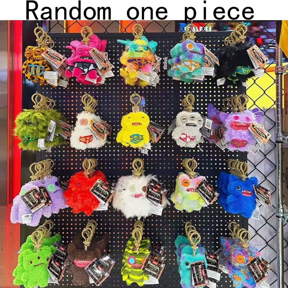 Original Teeth Monsters Pendant Plush Doll Fuggler Funny Ugly Monster Keyrings Keychain Toy Halloween Prank Decoration Gift