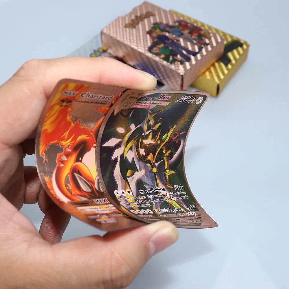 Pokemon Colorful Card 55 Pcs Charizard Mewtwo Pikachu VMAX GX VSTAR Spanish English German Korean French Gold Foil Card